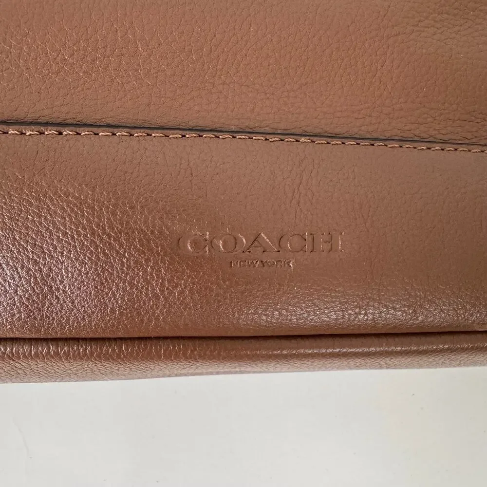 Coach Hamilton Leather Briefcase Laptop Bag Business Travel Saddle Brown F22529